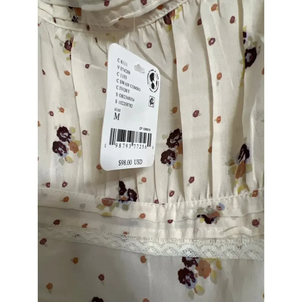 NWT FREE PEOPLE Prairie Field Top | Swan Combo | Size M